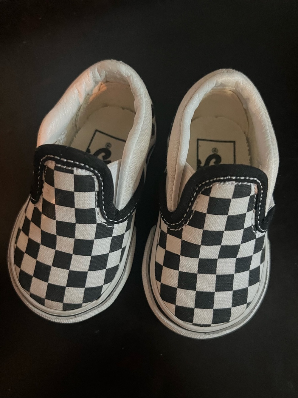 Vans Toddler Baby Size 2 Checkerboard Black White Sneakers